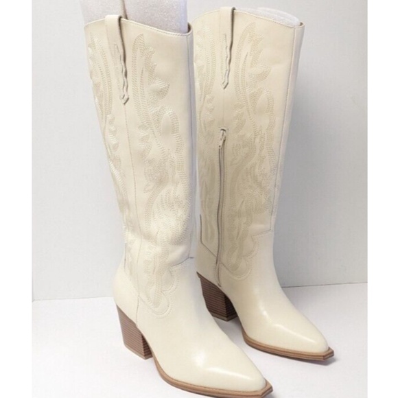 Crown Vintage Sila Embroidered Western Boots in White Sz 7 EUC - Picture 2 of 15